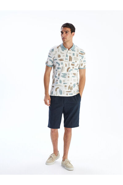 LC Waikiki Ανδρικό μπλουζάκι με πράσινο γιακά πόλο με σχέδιο πικέ