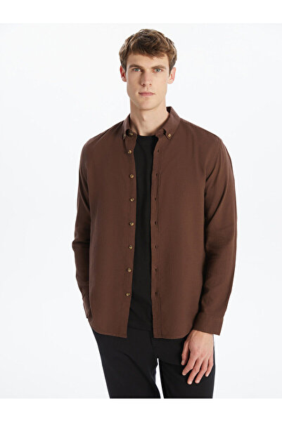 LC Waikiki Nevavm Slim Fit Long Sleeve Dobby Men's Shirt with Difference