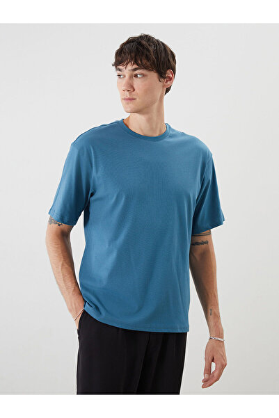 LC Waikiki Tricou pentru bărbați albastru guler rotund bumbac moale