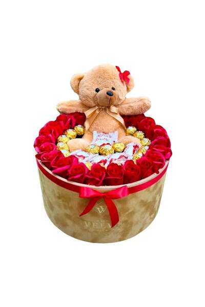 velve Ανθοσυνθέσεις επετείου Sweet Rose Embrace, 25 σαπουνένια τριαντάφυλλα, ...