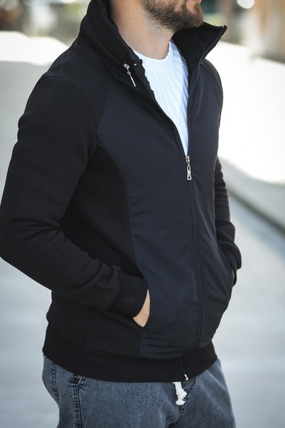 since 1990 man Manfokt Three Thread Raised Detail Hidden Hooded Men's Sweatshirt