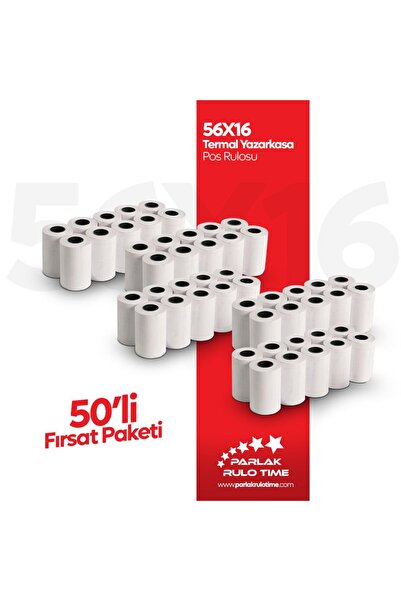 PARLAK RULOTIME 56*16 Termal Pos Yazarkasa Rulosu 50 ' Li Fırsat Paketi