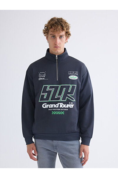 LC Waikiki New Season Stand Collar Printed Men's Sweatshirt
