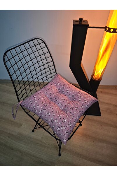 FELIX HOME Pofidik Sandalye Minderi Çiçek Desenli Özel Dikişli Bağcıklı 40x40...