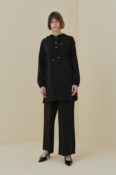 Nihan Pantolon Tunik Modal Takım Siyah