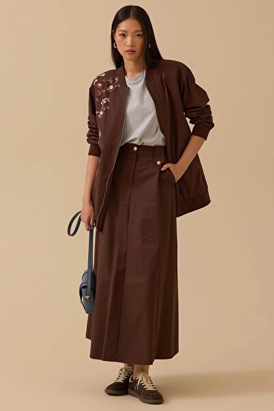 SEÇİL Scl Button Detailed Pocket Skirt 10002421611008 Brown