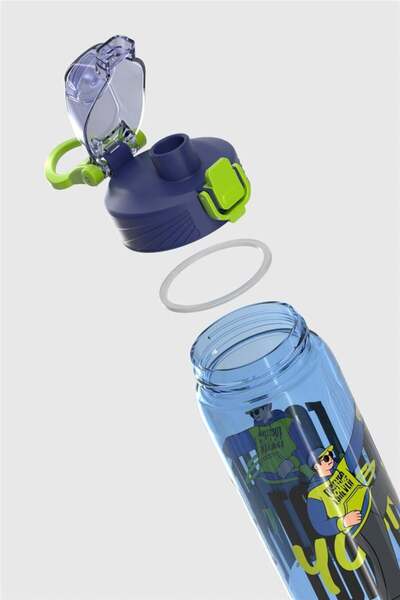 Renga Wave Patterned 630 ml Tritan Children's Water Bottle 912166 Blue