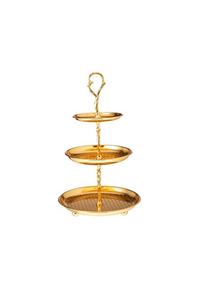 ORIAN حامل حلوى معدني ذهبي بثلاث طبقات