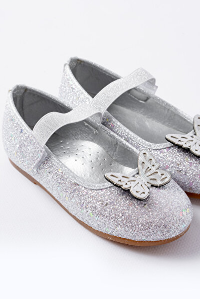 p papuccum ortopedi çocuk ayakkabıları Girl's Glittery Butterfly Non-Slip Sole Ballerinas