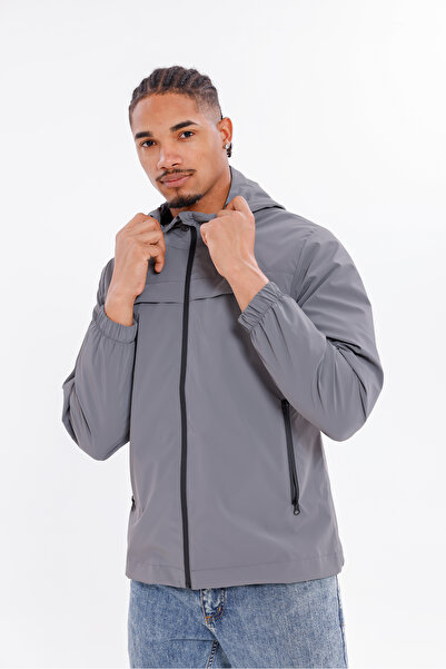 Firststops Men's Anthracite Hooded Nova Fabric Stylish Seasonal Water and Windproof Raincoat