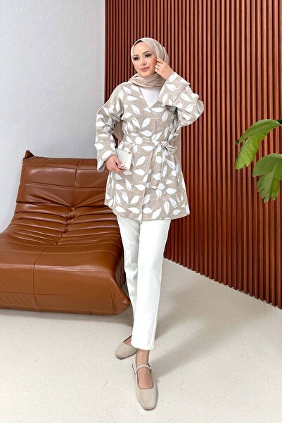 Melike Tatar Ζακέτα με σχέδιο φύλλων ζακάρ 32-7021-1