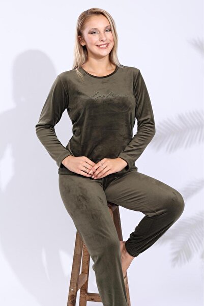 MEBA Kadın Kadife Manşet Paça Kışlık Pijama Takımı