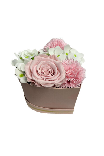 velve Aranjament Floral Pixie Pink cutie inima cu trandafir criogenat,hortens...