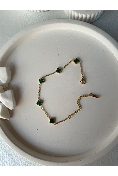 ZEYY JEWELRY BY ILKNUR Çelik Yonca Bileklik (yeşil)