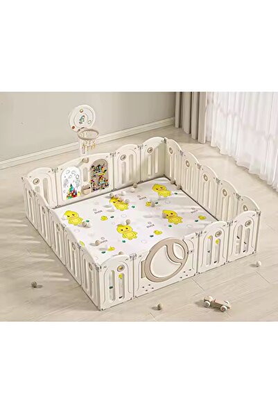 Nichiduta Garden Indoor/outdoor playground fence Moon Coffee 200x200cm with safety gate