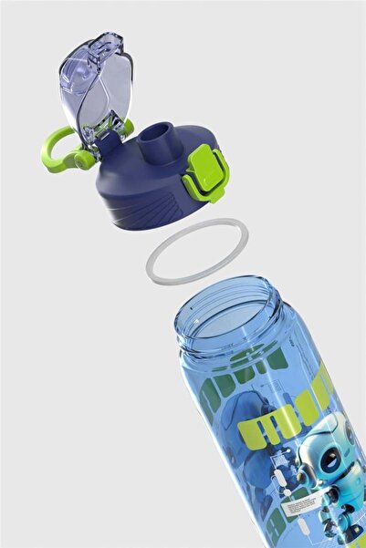 Renga Wave Patterned 630 ml Tritan Children's Water Bottle 912167 Blue