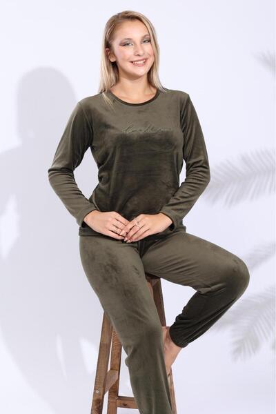 MEBA Women's Velvet Cuffed Leg Winter Pajama Set