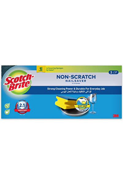 Scotch Brite إسفنجة تنظيف الأظافر غير القابلة للخدش من 3 قطع
