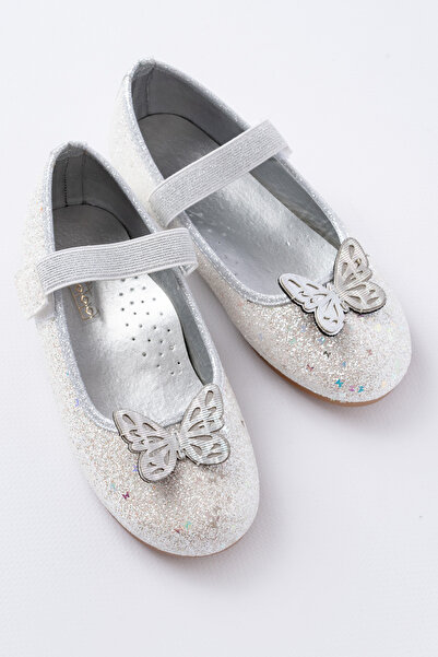 p papuccum ortopedi çocuk ayakkabıları Girl's Glittery Butterfly Non-Slip Sole Ballerinas