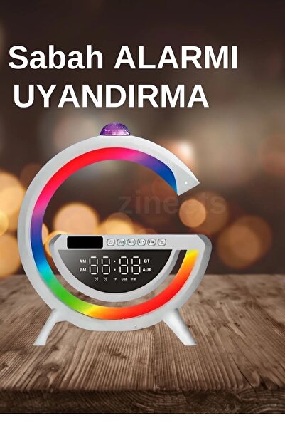Zineets Led Işık Lazer Disko Toplu Standlı Bluetooth Hoparlör Speaker Işıklı Saatli Usb/sd Radyolu