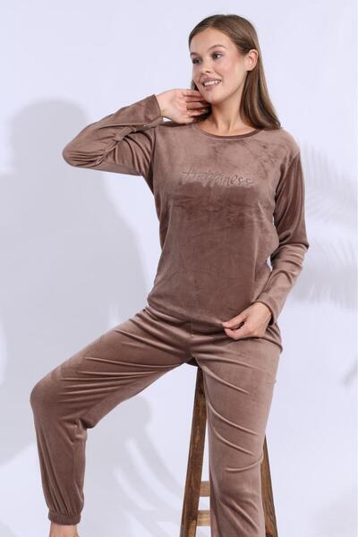 MEBA Women's Velvet Cuffed Leg Winter Pajama Set