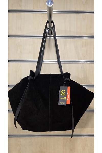 VİENCA Geantă de umăr pentru femei din piele naturală din piele de căprioară