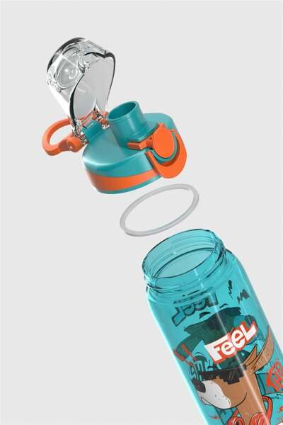 Renga Trego Patterned 630 ml Tritan Children's Water Bottle 912171 Turquoise