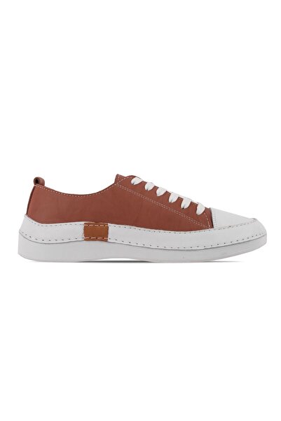 Lal Shoes & Bags Races Women's Genuine Leather Lace-Up Casual Shoes-Tan