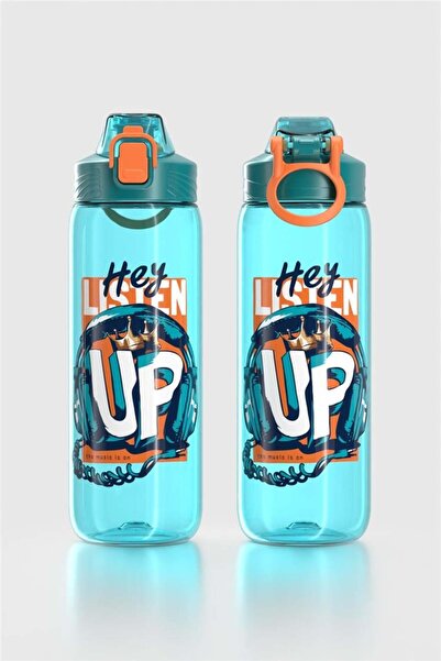 Renga Wave Patterned 630 ml Tritan Children's Water Bottle 912166 Turquoise