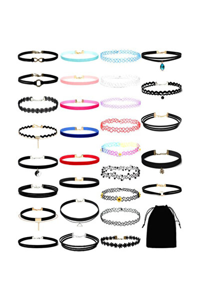 HALAMODO Set of 30 Lace Chokers