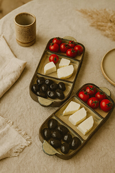 porselen 3 bölmeli sunumluk