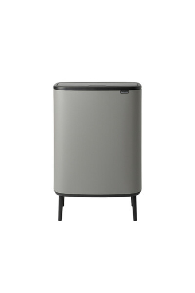 Brabantia Bo Touch Hi 1001266 waste bin, 2x30l, Tight wall fit, Adjustable feet, Mineral coat, Grey