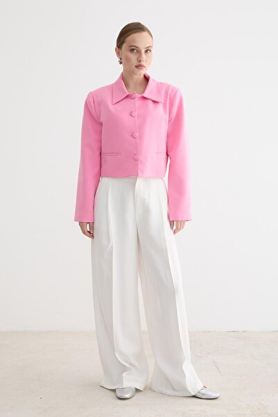 LEVURE HÜRREM KUMAŞ KADIN CEKET PEMBE