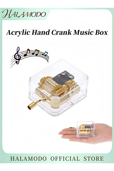 HALAMODO صندوق موسيقى يدوي، صندوق موسيقى أكريليك شفاف فريد من نوعه، صناديق مو...