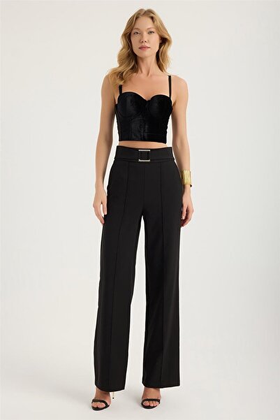 HomeStore Kuşak Kemer Aksesuarlı Dikiş Şeritli Pantolon