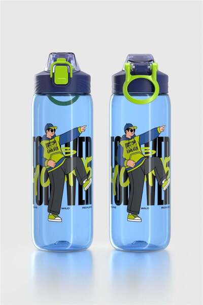 Renga Wave Patterned 630 ml Tritan Children's Water Bottle 912166 Blue