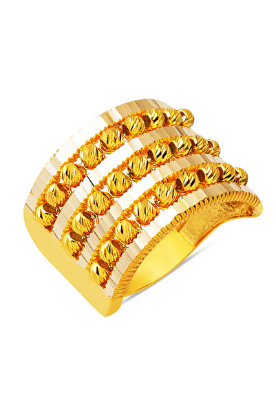 Bilezikci Üç Sıra Dorikalı Ajda Altın Yüzük