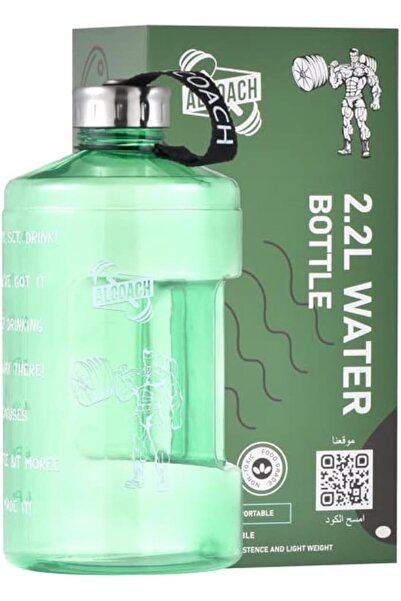 Generic زجاجة ماء بسعة 2.2 لتر مع مؤشرات للشرب - زجاجة ماء تحفيزية - زجاجة ما...