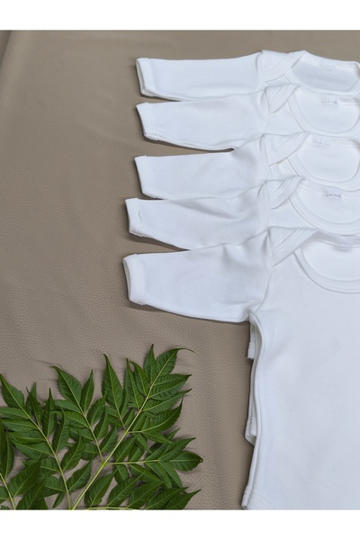 vieso 5-Piece Cotton Long Sleeve Bodysuit for Girls and Boys with Snap Fasteners