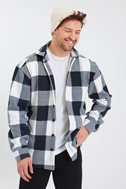 tiggirmoda Мъжка карирана поларна риза с редовна кройка