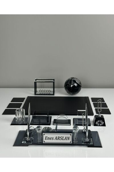 ofisbura Özel Kristal | 15 Parça Kristal Masa Takımı (Büyük Boy) Gümüş