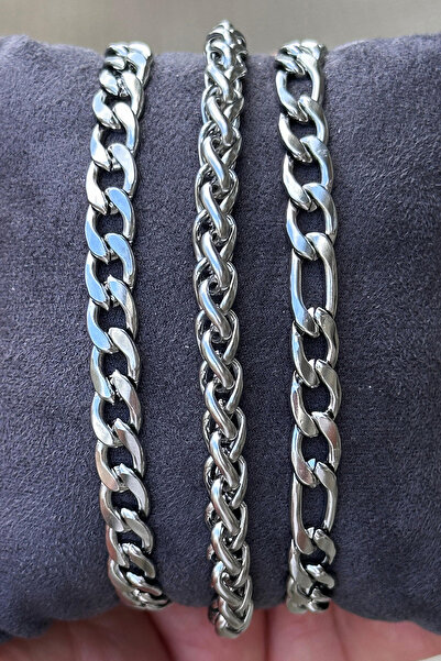 Takı Dükkanı 3Pcs Stainless Steel Bracelet Set Gift for Husband Wife Friend Lover Scb78