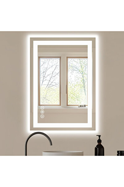 Elindor Oglindă de perete dreptunghiulară, anti-aburire, orizontală, rezistentă la umiditate IP55, 60 x 80 cm