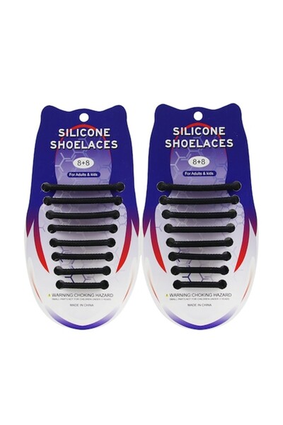 General Store Set 2 Elastic Shoelaces from Silicon, NO TOUCH function for sports shoes, SA&SO General Store®, Bla