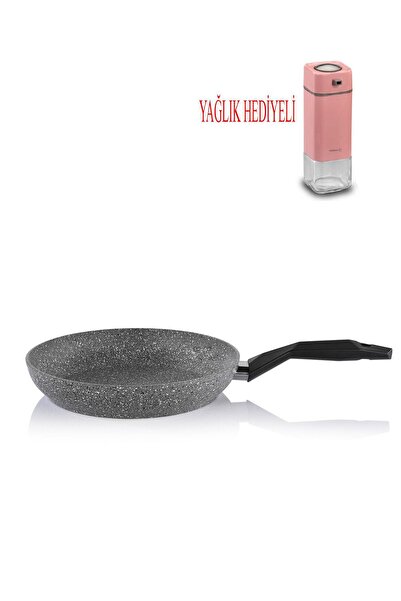 Altabi مقلاة جرانيت غير قابلة للالتصاق من كوري 30 سم مع وعاء للزيت باللون الوردي