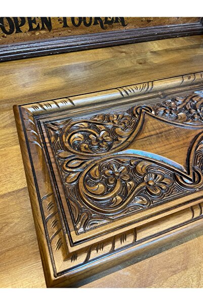 ANTİKA AYAL Walnut Hand Carved Tray 46X30 cm