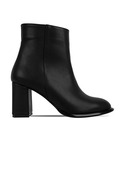 MY DERİ Γυναικείες μπότες με φερμουάρ Zezy Στρογγυλή μύτη με τακούνι 4128