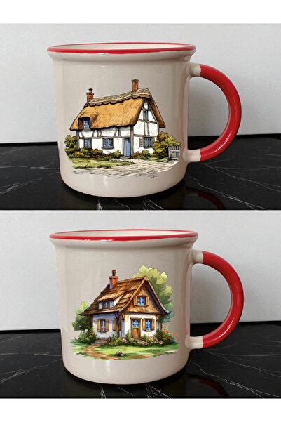 lili hediyelik كوب أحمر بفمين على شكل منزل قروي - هدية للأولاد بعمر 8 سنوات، ...