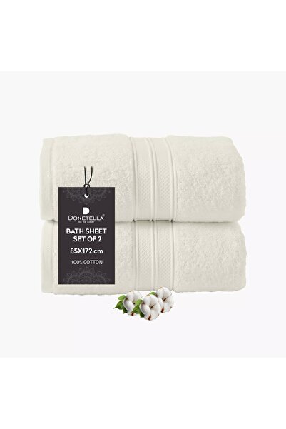 Generic DONETELLA 2-Piece 600 GSM Combed Cotton Bath Sheet Set - 85x172 cm
