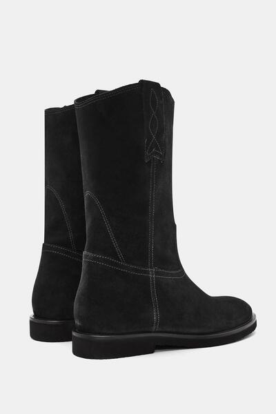 Bestyle Γυναικείες μαύρες μπότες από γνήσιο δέρμα σουέτ Adel